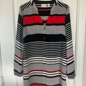 Chico's Black and Red Striped Blouse